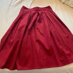 Red a line skirt